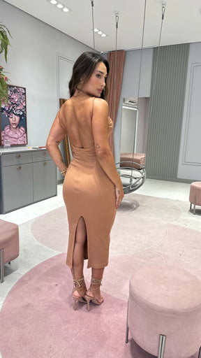 Vestido Canelado Izabel Nude